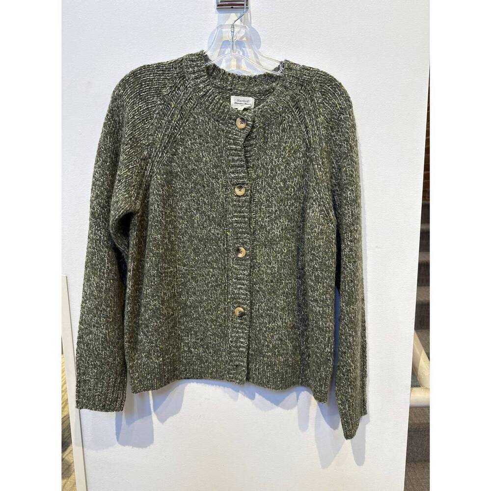 NEW HARTFORD women's knit crewneck cardigan in army